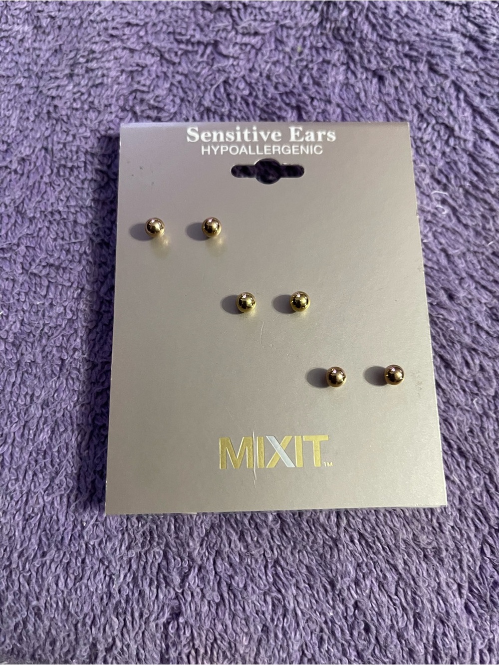 Mixit small Gold Tone Ball Stud Earring Set - Trio.  New!!